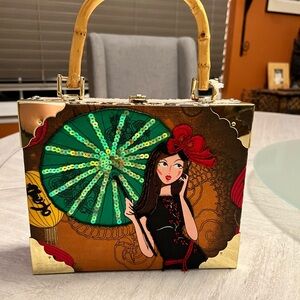 Cigar Box Romeo Roma bag-Chic Artistic Design-Sequined/beaded fabric design- NEW